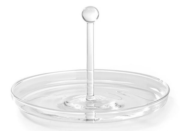 Klarglas-Tablett rund mit mittigem Griff