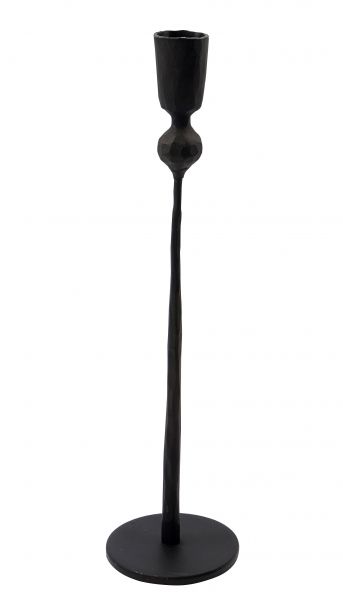 Handgefertigter Kerzenhalter Single, Eisen schwarz, H 29 cm, D 6 cm