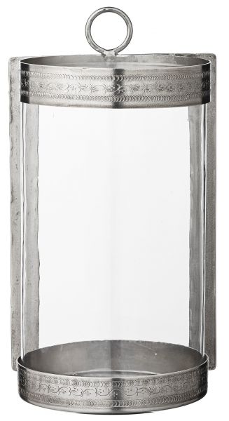 Metall-Wandlaterne silber / Klarglas, B 17,5 cm, T 16 cm, H 31,5 cm