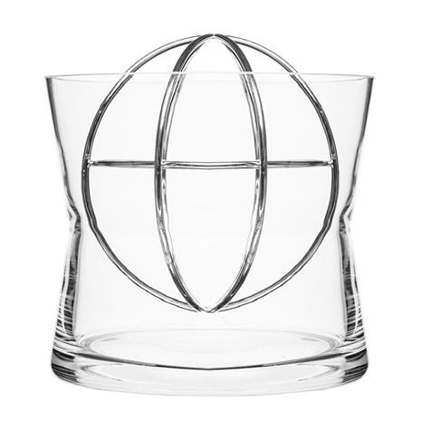 Glas-Vase D 17,5 cm , H 17,5 cm, klar mit Edelstahlkugel