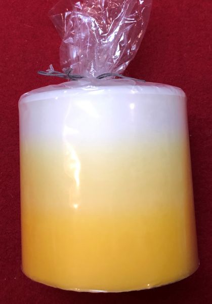 Zylinder-Kerze, D 10 cm, H 10 cm, gelb-weiß, brennt 84 Std.