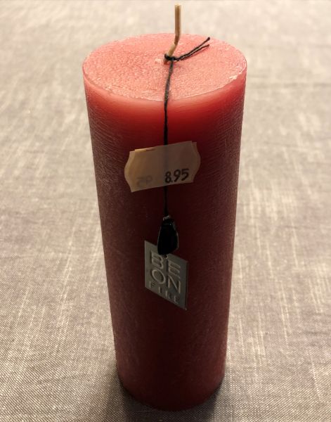 Zylinder-Kerze D 6 cm, H 17,5 cm, rot, aus Paraffin, brennt 65 Std.