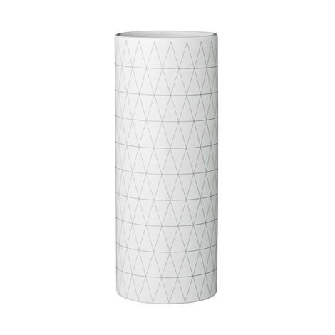 Porzellan-Vase weiß mit feinem Rautenmuster D 10 cm, H 25 cm