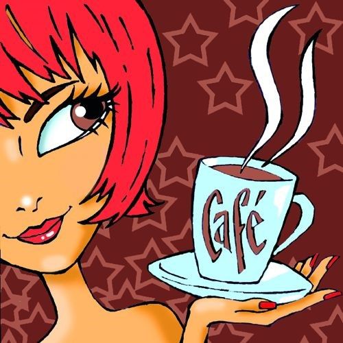 Keramik-Untersetzer Coffee Girl braun-rot