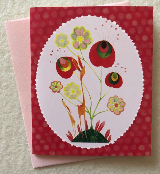 Mini-Doppelkarte Phantastic Flowers red