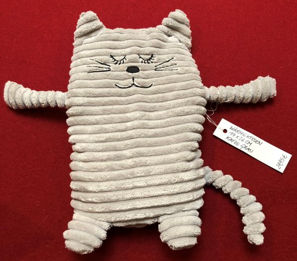 "Miau" Cord-Wärmekissen Katze grau, 17 x 3 x 26 cm