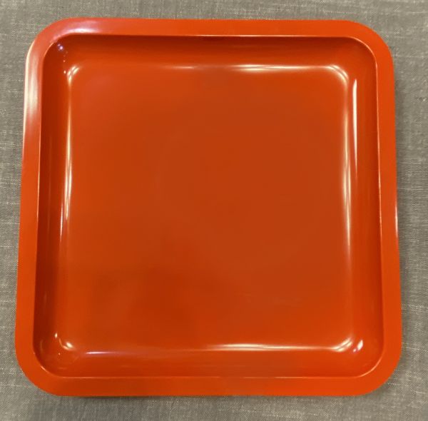 Melamin-Tablett orangerot, quadr. 25,5 x 25,5 x 2 cm