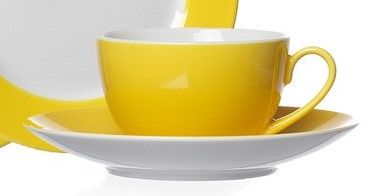 Farbenfroh Kaffee-/ Cappuccinotasse m. Unterteller gelb