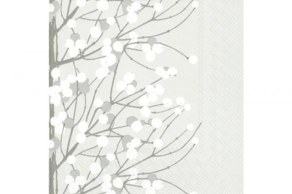 Marimekko Papierservietten Lumimarja weiß-grau-silber