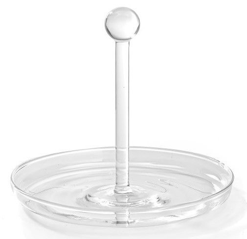 Klarglas-Tablett rund mit mittigem Griff, kleine Größe
