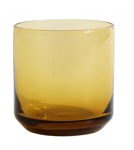 Trinkglas oder Glas-Teelicht amber, D 8 cm, H 8 cm