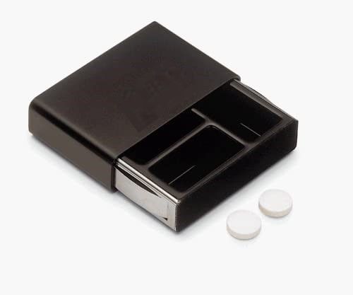 Pillendose schwarz Aluminium-Kunststoff B 7,3 cm, T 4,7 cm, H 1,9 cm