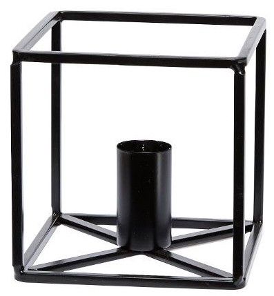Metall-Kerzenhalter schwarz für 1 Stabkerze, 9 x 9 x 9 cm