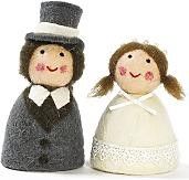 Kunstfilz-Eierwärmerpaar Braut und Bräutigam