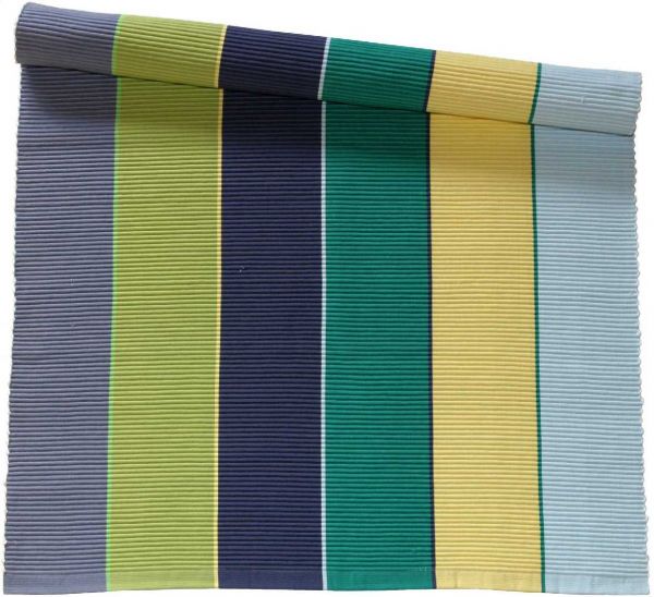Teppichläufer blau-grün-gelb gestreift, maschinenwaschbar