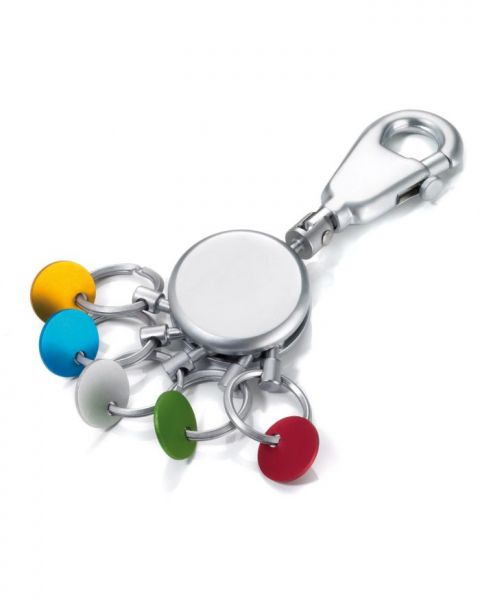 Release Schlüsselanhänger m. 6 ausklinkb. Schlüsselringen m. Farbplättchen