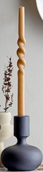 Holz-Kerzenhalter schwarz, D 12 cm, H 16 cm